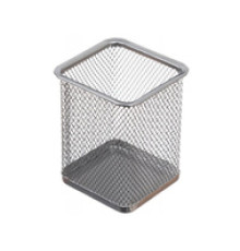 Стакан для канцелярский принадлежностей металл. сетка, квадратный,черный, Китай