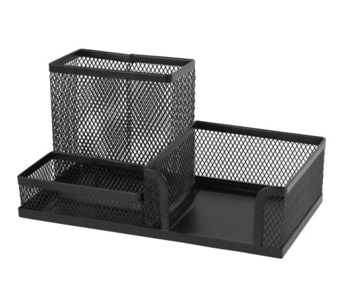 Подставка для канцелярских принадлежностей Deli металическая 3 отдел. черная , Китай