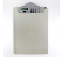 А4 Папка-планшет DELI с калькулятором верхним приж. А4 пластик, серая, без крышки Китай