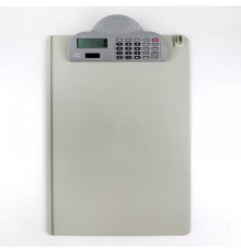 А4 Папка-планшет DELI с калькулятором верхним приж. А4 пластик, серая, без крышки Китай