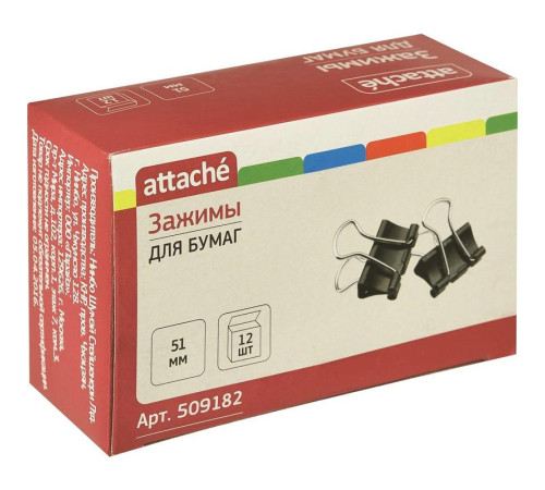 Зажим для бумаги 51мм "Attachе Economy", черный, Китай