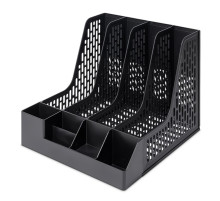 Лоток вертикальный Deli BLACK, 4отд. с органайзером, ( 27,5 x 325 x 320 см) чёрный, Китай