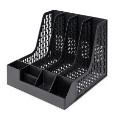 Лоток вертикальный Deli BLACK, 4отд. с органайзером, ( 27,5 x 325 x 320 см) чёрный, Китай