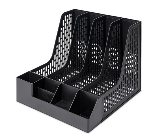 Лоток вертикальный Deli BLACK, 4отд. с органайзером, ( 27,5 x 325 x 320 см) чёрный, Китай