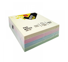 Блок 76*76 мм ассорти 4 цв.*100л(400) пастель(жёл., роз., голубой,зелен.) Deli, самоклеящейся, Китай