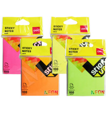 Блок 76*76 мм ассорти 100л неон., с липким слоем DELI, Китай