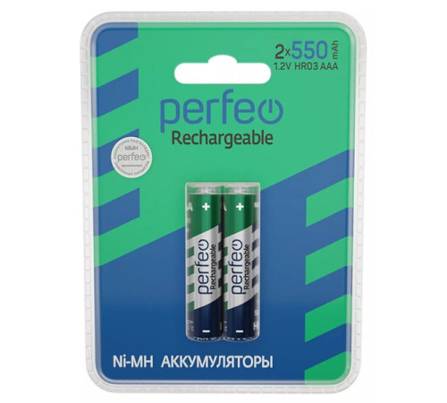 Аккумулятор Ni-MH Perfeo AAА 550mAh 1,2V 2 шт/упак, ecopack, Китай