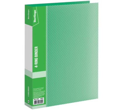 Папка на 4 кольца Berlingo "Diamond",  (D=25мм), 40мм, 700мкм, зеленая, РФ