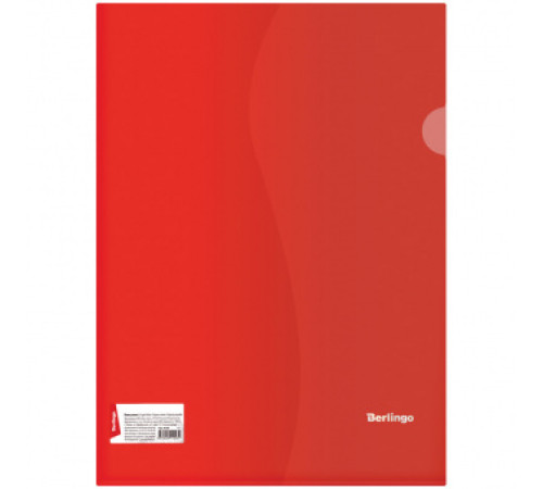 Папка-уголок А4 Berlingo,  180 мкм, прозрачная, красная. РФ