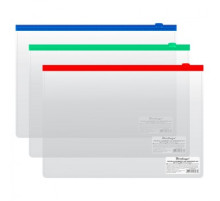 Папка пласт. на молнии А4 0,5мм. прозр. молния цв. в ассортим. РФ