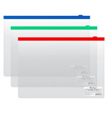 Папка пласт. на молнии А4 0,5мм. прозр. молния цв. в ассортим. РФ