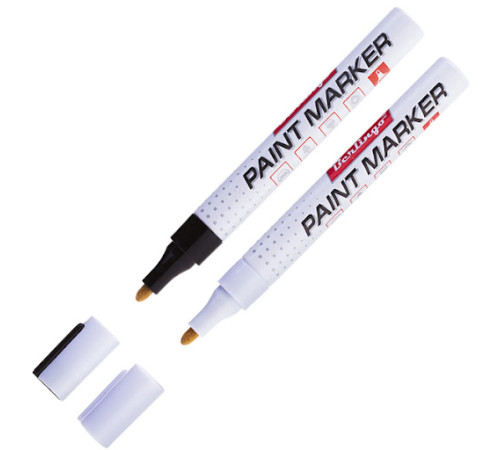 Маркер-краска белый 2-4 мм Berlingo, Uniline PA400, нитро основа, алюминевый корпус, Китай