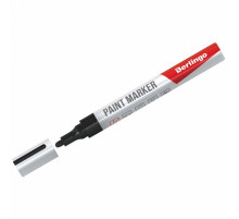 Маркер краска, чёрный 2-4 мм Berlingo , Uniline PA400 , нитро основа, алюминевый корпус  РФ