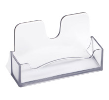 Подставка для визиток настольная СТАММ 40*100*55 мм, серая тонированная, ВТ02. РФ