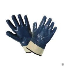 Перчатки нитриловые манжет-крага полный облив,BVB, цв. синий р-р 10,5, Китай