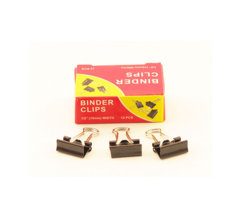 Зажим для бумаг 15 мм Binder clips черный, Китай