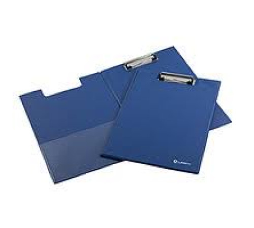Папка-планшет LAMARK с  верхним приж. А4 пластик, синий, с крышкой , внутренний карман,  РФ