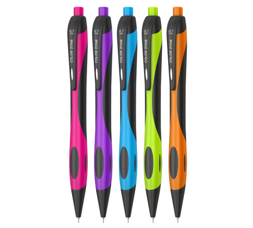 Ручка шарик/автомат BBerlingo "Color Zone" синяя, 0,7мм, корпус ассорти, Китай