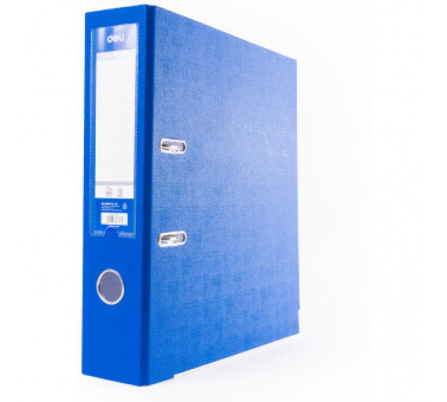 Папка регистратор А4, ПВХ Эко, 75 мм. "Deli"синий, р/б, Китай