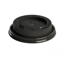 Крышка пластиковая для стакана д=80мм для горячих напитков, 100шт/упак, цв.черный, с клапаном,РФ