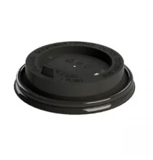 Крышка пластиковая для стакана д=80мм для горячих напитков, 100шт/упак, цв.черный, с клапаном,РФ