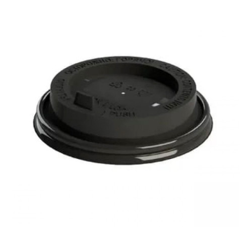 Крышка пластиковая для стакана д=80мм для горячих напитков, 100шт/упак, цв.черный, с клапаном,РФ