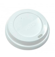 Крышка пластиковая для стаканов d=90мм для горячих напитков, 50шт/упак, цв.белый с клапаном,  РФ