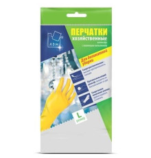 Перчатки хозяйственные латексные L"Для деликатной уборки" Komf"  c х/б напылением, желтые, РФ