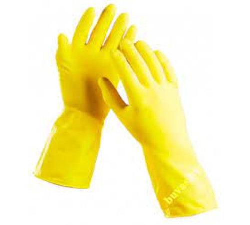 Перчатки хозяйственные латексные XL "Для деликатной уборки" Komf"  c х/б напылением, желтые, Китай