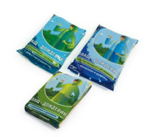 Дождевик ПНД с капюшоном, застежками и рукавами. голубой. РФ