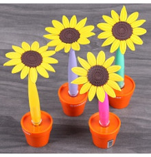 Ручка шар. синяя "Подсолнух в горшке", страна ввоза Китай