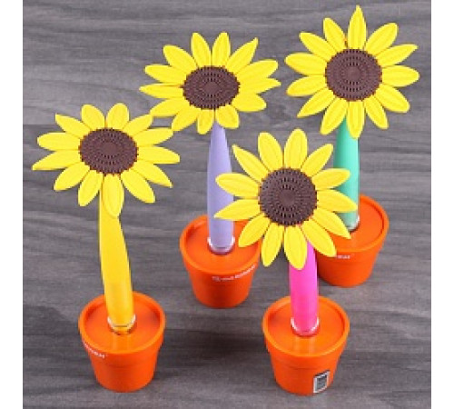 Ручка шар. синяя "Подсолнух в горшке", страна ввоза Китай