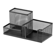 Подставка для канц. принадлежностей  металл 3 отдел. 20*10*10 см, серебро, сетка , Китай