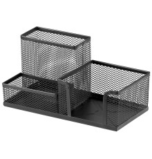 Подставка для канц. принадлежностей  металл 3 отдел. 20*10*10 см, серебро, сетка , Китай