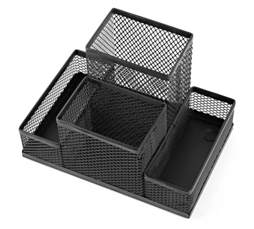 Подставка для канцелярских принадлежностей Darvish металл 4 отд-й черный сетка 15*10*10 см, Китай