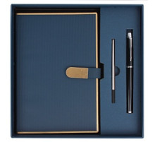 Набор подарочный (ежедневник недатир.А5 с магнитной застежкой + ручка)96л,  синего цвета,Китай