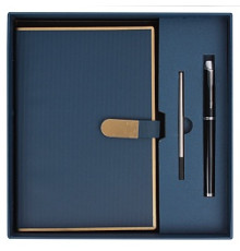 Набор подарочный (ежедневник недатир.А5 с магнитной застежкой + ручка)96л,  синего цвета,Китай