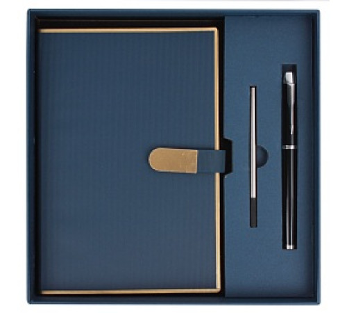 Набор подарочный (ежедневник недатир.А5 с магнитной застежкой + ручка)96л,  синего цвета,Китай