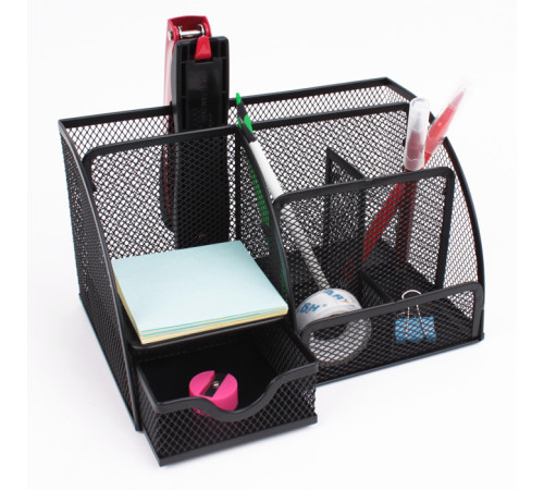 Подставка для канцелярских принадлежностей Darvish металл 7 отд-й черная сетка 22*14*12,5см,Китай