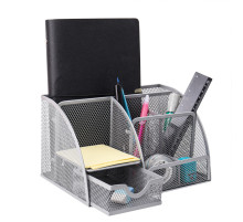 Подставка для канцелярских принадлежностей Darvish металл 7 отд-й серебро, сетка 22*14*12,5см,Китай