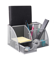 Подставка для канцелярских принадлежностей Darvish металл 7 отд-й серебро, сетка 22*14*12,5см,Китай