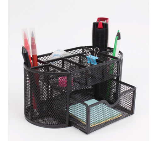 Подставка для канцелярских принадлежностей Darvish металл 9 отд-й черная сетка 22*11*10см,Китай