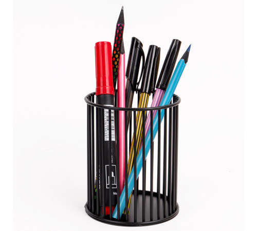 Стакан металлический для канцелярских принадлежностей, черный, Китай