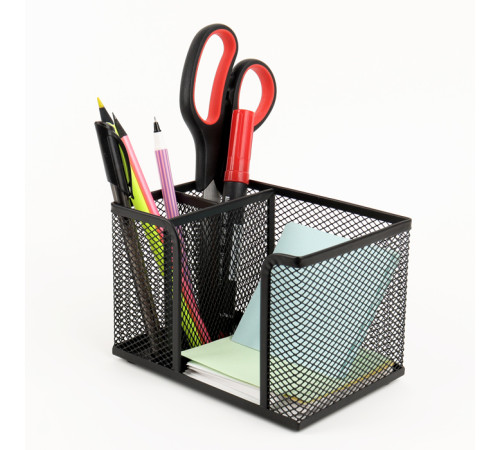 Подставка для канцелярских принадлежностей Darvish металл 3 отд-й черный сетка14,5*10*10см, Китай