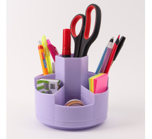 Подставка для канцелярии 7 отд., цв.сиреневый, пластик, вращающ., настольный , Китай