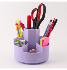 Подставка для канцелярии 7 отд., цв.сиреневый, пластик, вращающ., настольный , Китай