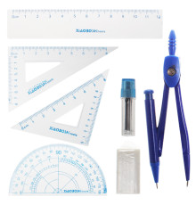 Готовальня 7предм. "Darvish" циркуль+грифели+ластик+линейка+2треугольника+транспортир.Китай