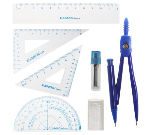 Готовальня 7предм. "Darvish" циркуль+грифели+ластик+линейка+2треугольника+транспортир.Китай