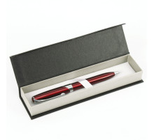 Ручка подар. корпус красный с серебристой отделкой в футляре. Китай