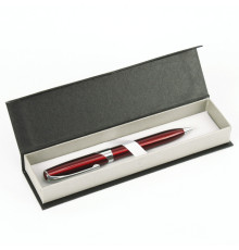 Ручка подар. корпус красный с серебристой отделкой в футляре. Китай